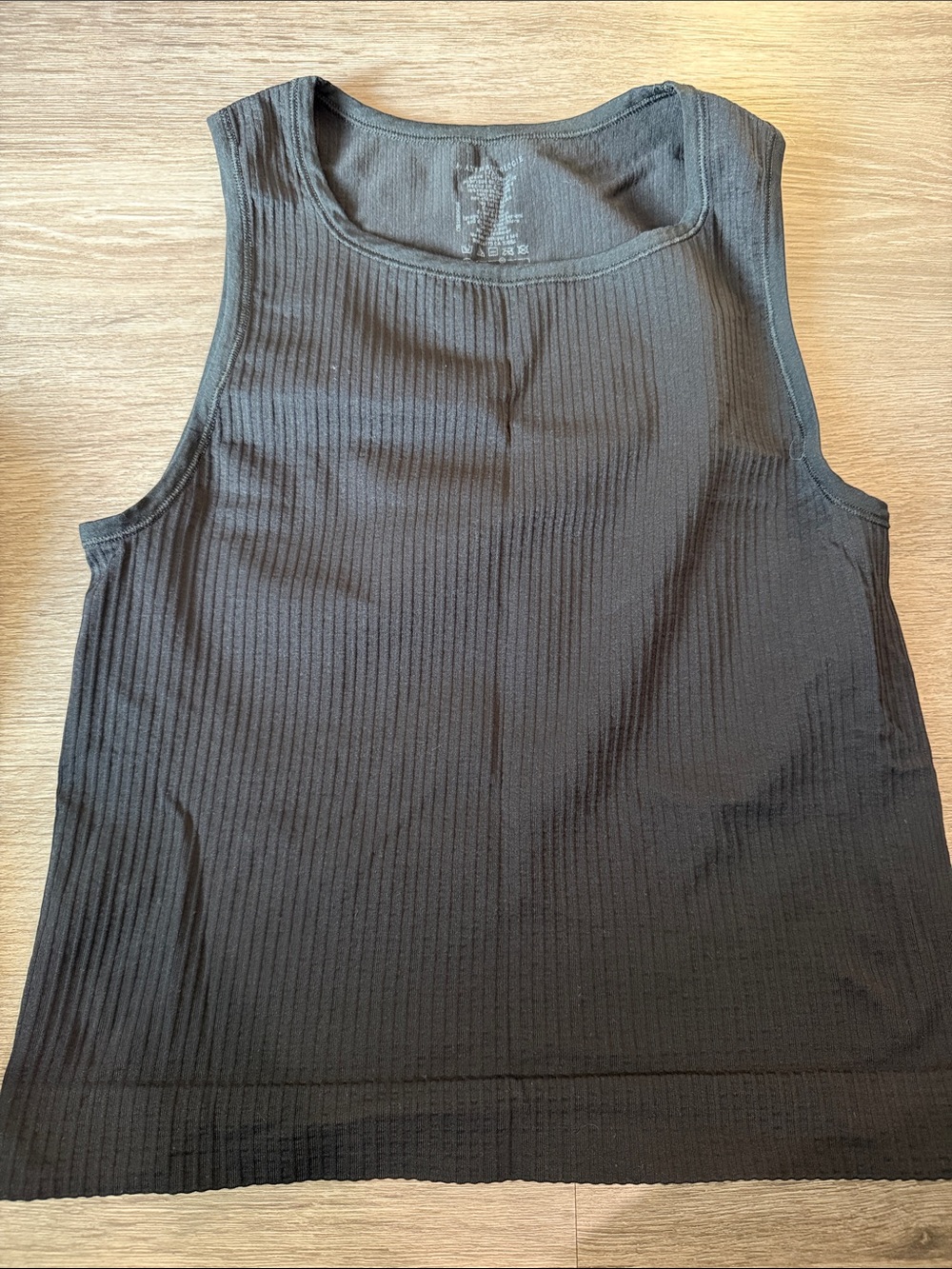 Anthropologie Black Ribbed Square-Neck Tank
